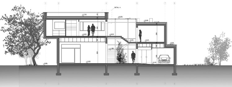 Dom jednorodzinny - przekrój AA