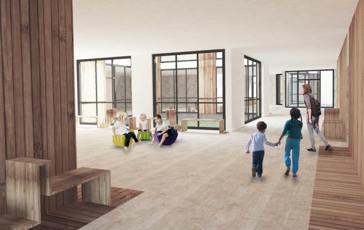 Szkoła podstawowa - wizualizacja hallu