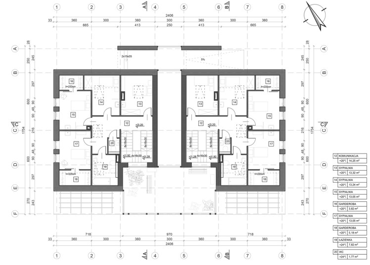 Budynek mieszkalny z użytkowym poddaszem - rzut poddasza