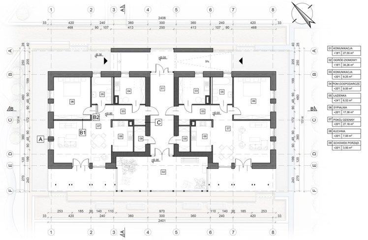 Budynek mieszkalny z poddaszem nieużytkowym - rzut parteru