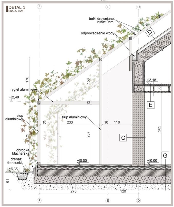 Budynek mieszkalny z poddaszem nieużytkowym - detal architektoniczny