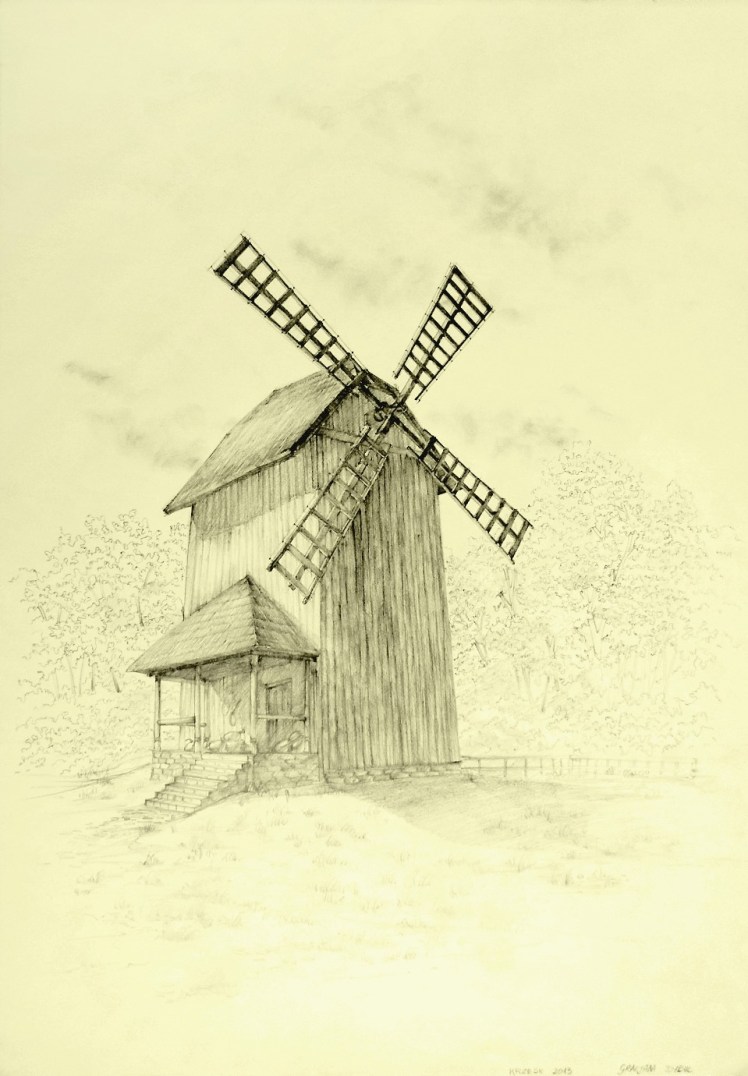 Wiatrak drewnany w krzesku