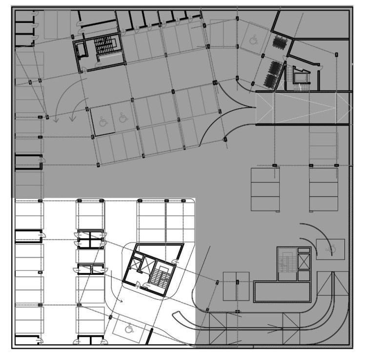 Zabudowa wielorodzinna - rzut garażu podziemnego