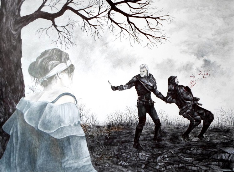 Wiedźmin 3: Dziki Gon - rysunek 50x70cm, 2015r.